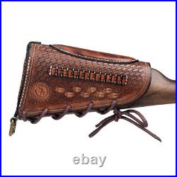 Tourbon Leather 30-06 Gun Sling Strap+Rifle Slip on Recoil Pad. 22lr Ammo Slot