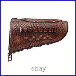Tourbon Leather 30-06 Gun Sling Strap+Rifle Slip on Recoil Pad. 22lr Ammo Slot