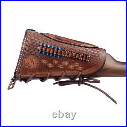 Tourbon Leather 30-06 Gun Sling Strap+Rifle Slip on Recoil Pad. 22lr Ammo Slot