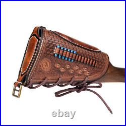Tourbon Leather 30-06 Gun Sling Strap+Rifle Slip on Recoil Pad. 22lr Ammo Slot