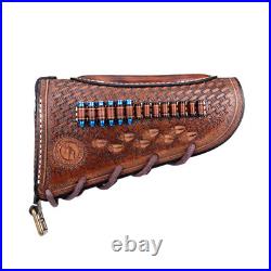 Tourbon Leather 30-06 Gun Sling Strap+Rifle Slip on Recoil Pad. 22lr Ammo Slot