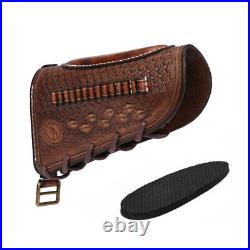 Tourbon Leather 30-06 Gun Sling Strap+Rifle Slip on Recoil Pad. 22lr Ammo Slot