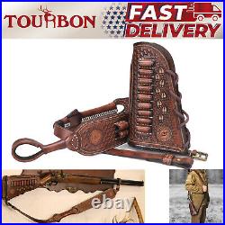 Tourbon Leather No Drill Gun Sling Strap+ Rifle Stock Cover Recoil Pad fit Henry