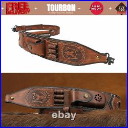 Tourbon Leather Rifle Sling Gun Ammo Carrying Strap withKnife Sheath Case+ Swivels Tourbon Leather Rifle Sling Gun Ammo Carrying Strap withKnife Sheath Case+ Swivels