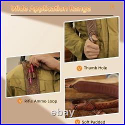 Tourbon Leather Rifle Sling Muzzleloading Ammo Strap Barrel Mounted No Swivels