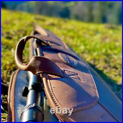 Tourbon Leather Rifle Soft Cases Shot Gun Scoped Sling Bag Safe Carrying Storage