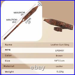 Tourbon Premium Leather Rifle Sling with 3-Round Ammo Holder &Side Pouch Hunting