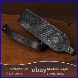 Tourbon Retro Black Leather Rifle Sling Gun Carry Strap Shooting+ 2 Pcs Swivels Tourbon Retro Black Leather Rifle Sling Gun Carry Strap Shooting+ 2 Pcs Swivels