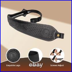 Tourbon Retro Black Leather Rifle Sling Gun Carry Strap Shooting+ 2 Pcs Swivels Tourbon Retro Black Leather Rifle Sling Gun Carry Strap Shooting+ 2 Pcs Swivels