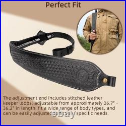 Tourbon Retro Black Leather Rifle Sling Gun Carry Strap Shooting+ 2 Pcs Swivels Tourbon Retro Black Leather Rifle Sling Gun Carry Strap Shooting+ 2 Pcs Swivels