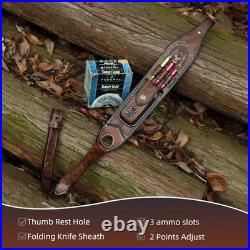 Tourbon Retro Leather Rifle Sling Gun Ammo Carrying Strap withKnife Sheath Pocket