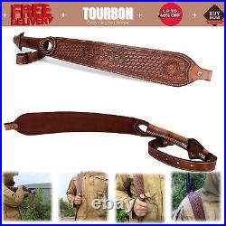 Tourbon Retro Leather Rifle Sling Gun Carry Strap Finger Rest Hunting Adjustable Tourbon Retro Leather Rifle Sling Gun Carry Strap Finger Rest Hunting Adjustable