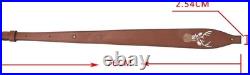 Tourbon Vintage Leather Deer Head Embroidery Padded Rifle Gun Sling Strap with S