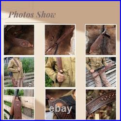 Tourbon Vintage Leather Rifle Sling Gun Carry Strap Shooting Rest+ Pair Swivels