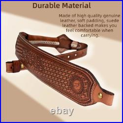 Tourbon Vintage Leather Rifle Sling Gun Carry Strap Shooting Rest+ Pair Swivels