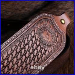 Tourbon Vintage Leather Rifle Sling Gun Carry Strap Shooting Rest+ Pair Swivels