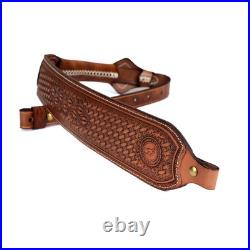 Tourbon Vintage Leather Rifle Sling Gun Carry Strap Shooting Rest+ Pair Swivels