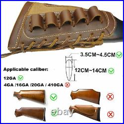 USA 1 Set Leather Canvas Shotgun Ammo Buttstock + Matched Sling For 12GA