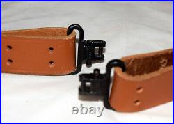 Uncle Mike's 1 1/8 Leather Rifle Sling with Uncle Mike's QD Bar Swivels