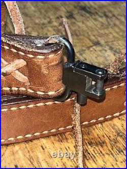 Uncle Mikes Leather Rifle Sling With Leather Fringes & Knife Pouch