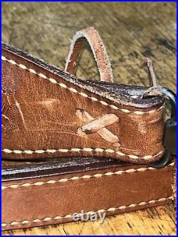 Uncle Mikes Leather Rifle Sling With Leather Fringes & Knife Pouch