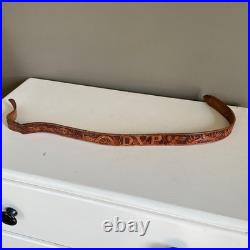VTG Hand Tooled Leather Rifle Sling ARIZONA Western Cowboy Art Signed Gun Strap