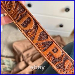 VTG Hand Tooled Leather Rifle Sling ARIZONA Western Cowboy Art Signed Gun Strap