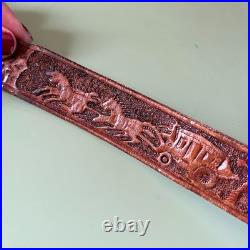 VTG Hand Tooled Leather Rifle Sling ARIZONA Western Cowboy Art Signed Gun Strap