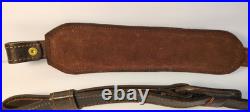 VTG Hunters Stitched Tooled Leather White Tail Buck Suede Padded Rifle Sling VTG Hunters Stitched Tooled Leather White Tail Buck Suede Padded Rifle Sling