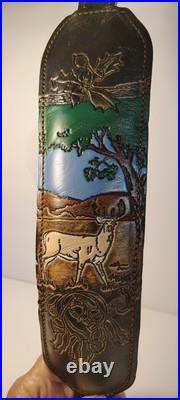 VTG Hunters Stitched Tooled Leather White Tail Buck Suede Padded Rifle Sling VTG Hunters Stitched Tooled Leather White Tail Buck Suede Padded Rifle Sling