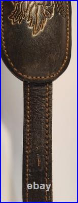 VTG Hunters Stitched Tooled Leather White Tail Buck Suede Padded Rifle Sling VTG Hunters Stitched Tooled Leather White Tail Buck Suede Padded Rifle Sling