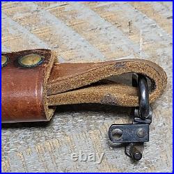 VTG Winchester Pre 64 Leather Rifle Sling Swivels Brown Adjustable Collectible