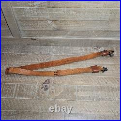 VTG Winchester Pre 64 Leather Rifle Sling Swivels Brown Adjustable Collectible