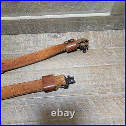 VTG Winchester Pre 64 Leather Rifle Sling Swivels Brown Adjustable Collectible