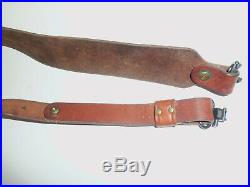 Vintage Adjustable Leather and Brass Rifle or Shotgun Firearm SLING with Swivels