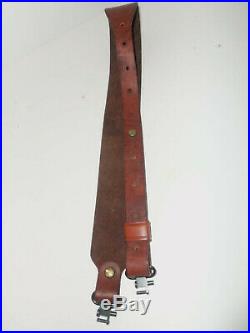 Vintage Adjustable Leather and Brass Rifle or Shotgun Firearm SLING with Swivels