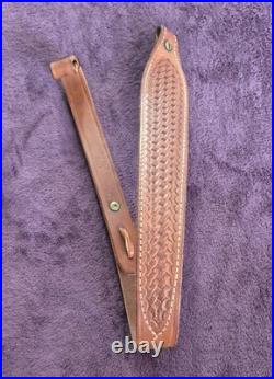 Vintage Bianchi Brown Leather Basket Stamped Lined Cobra Rifle Sling