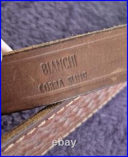 Vintage Bianchi Brown Leather Basket Stamped Lined Cobra Rifle Sling