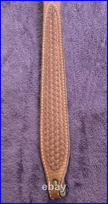 Vintage Bianchi Brown Leather Basket Stamped Lined Cobra Rifle Sling