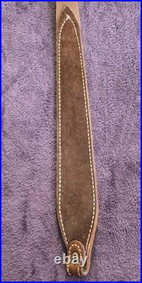 Vintage Bianchi Brown Leather Basket Stamped Lined Cobra Rifle Sling