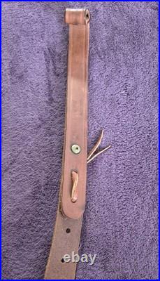 Vintage Bianchi Brown Leather Basket Stamped Lined Cobra Rifle Sling