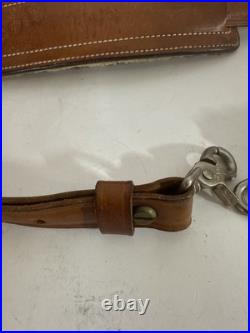 Vintage Bianchi White Double Stitched Tooled Sheep Backed Leather Rifle Sling