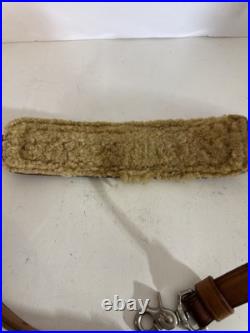 Vintage Bianchi White Double Stitched Tooled Sheep Backed Leather Rifle Sling