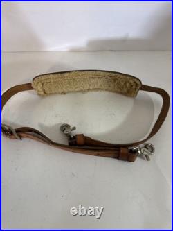 Vintage Bianchi White Double Stitched Tooled Sheep Backed Leather Rifle Sling