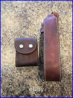 Vintage Big Game Hunting Leather Ammo Pouch and Rifle Shotgun Sling