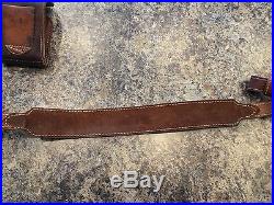 Vintage Big Game Hunting Leather Ammo Pouch and Rifle Shotgun Sling