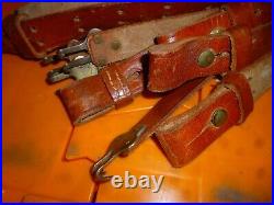 Vintage Brown Leather Rifle Long Gun Sling Adjustable Strap 6 feet long