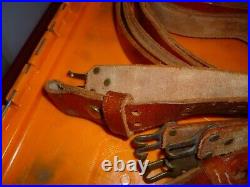 Vintage Brown Leather Rifle Long Gun Sling Adjustable Strap 6 feet long