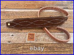 Vintage Brown Leather Suede Lined Decorative Rifle Sling Fancy Stitched