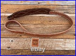 Vintage Brown Leather Suede Lined Diamond Fancy Stitched Decorative Rifle Sling